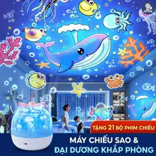 Đèn Ngủ Chiếu Sao GutyKids Có Loa Bluetooth Đèn Chiếu Trần 21 Hình Chiếu Xoay Tự Động Sạc USB