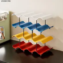Giá đựng cốc LINSBAYWU, Giá hoàn thiện nhiều lớp lượn sóng bằng nhựa dung tích lớn, Giá trưng bày rượu vang Tiết kiệm không gian Giá đỡ chai nước 2 / 3 / 4 lớp chống rơi cho gia đình