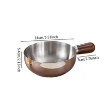 Nồi inox cầm cán gỗ mini 14cm-nồi nấu mì,luộc trứng,hâm đồ tiện lợi,dùng cho bếp từ và bếp gas