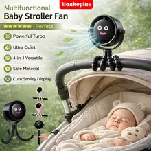Tiankeplus Stroller Baby Quạt Để Bàn & Xe Đẩy Em Bé 4-in-1 Gió Mạnh, Cực Êm  Xoay 360° Pin Lớn  Chân Bạch Tuộc Linh Hoạt