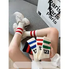 Set 5 Đôi Tất Cổ Cao Unisex Phong Cách Thể Thao Hoạ Tiết Số 123 Siêu Hot     D415