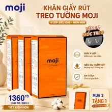 (MUA 3 TẶNG 1) Khăn giấy rút treo tường MOJI, giấy vệ sinh 4 lớp 1360 tờ, siêu dai và mềm mịn