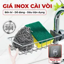 Giá Inox Cài Vòi Rửa Bát Thoát Nước Nhanh - Kệ Để Xà Phòng, Bọt Biển, Dụng Cụ Rửa Chén Tiện Dụng Vinatech247