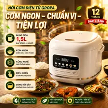 Nồi cơm điện tử Gropa 1,2L với màn hình hiển thị 6 chế độ nấu, lòng nồi chống dính 3 lớp dày dặn