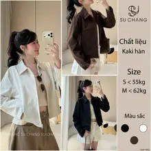 Áo Khoác Kaki Khóa Dọc Túi Chéo A962 Su Chang Thời Trang Nữ