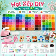 【Hạt Xếp 2.6mm】Bộ Hạt Nhựa Ủi DIY Nhiều Màu, Combo Đầy Đủ Kèm Phụ Kiện, Đồ Chơi Sáng Tạo Cho Bé