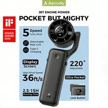 Quạt Cầm Tay Mini Aecooly AirGimbal Quạt cầm tay cầm tayQuạt ống khí Turbo mạnh mẽ丨Portable Handheld Fan Tốc độ cao 15000 vòng / phút, Thời gian làm mát tối đa 15 giờ, Thiết kế bỏ túi Mini 5 tốc độ