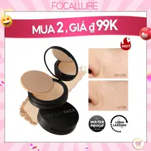 Phấn nén trang điểm FOCALLURE gồm 3 màu tùy chọn kèm bông trang điểm 8.4g/1 hộp Phấn trang điểm