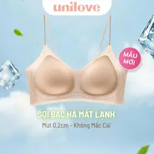 Bra Áo Lót Su Sợi Bạc Hà Mát Lạnh Unilove Không Mắc Cài & Gọng Dây Mảnh Kim Tuyến Mút Mỏng Hè 6338