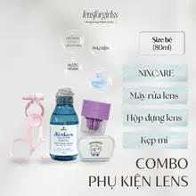 COMBO PHỤ KIỆN nước ngâm LENSFORGIRLSS làm sạch lens bảo quản kính áp tròng KOREA