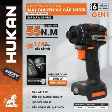 Máy Chuyên Vít Cấp Trượt Đầu 1/4 HUKAN  GEN1 - VT50 | 21V, Lực Siết 55Nm, Động Cơ Không Chổi Than, Bảo Hành 6 Tháng