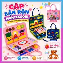 Sách vải 3D CaoCấp - Cặp/Bảng Bận Rộn Montessori – Cặp Sách/Balo Đa Năng - Đồ Chơi Giáo Dục Sớm 1-6T