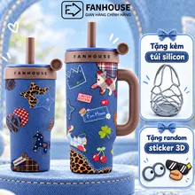 Ly giữ nhiệt Wings lõi Thủy Tinh dung tích 620ml, Fan House ly nước giữ nhiệt 8h khắc tên tặng túi silicon