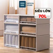 Hộp Ngăn Kéo  ENODA HOME, Hộp Đựng Quần Áo 70L Siêu Lớn Có Khóa Mặt Trước, Nhựa Dày Dặn Q006
