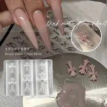 [Ciina.store] Khuôn Silicone Nail 3D Chrome Heart Thập Tự Giá – Mẫu Kroos Heart Cross