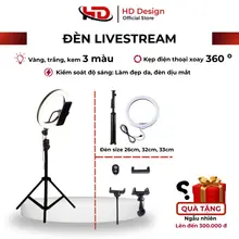 Đèn Livestream Size 26cm, 32cm , 33cm Có Kẹp Điện Thoại - Chân Đèn 2m1 - Chính Hãng HD DESIGN