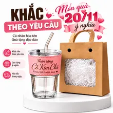 [Miễn Phí Khắc Tên] Cốc Thủy Tinh CHOUCHOU Gorgeous 420ml – Kèm Ống Hút & Bao Da | 6 Màu Sang Trọng
