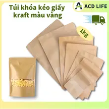 Giá bán buôn 1kg Túi giấy Kraft có khóa kéo, đứng thẳng, chống thấm nước cả trong và ngoài