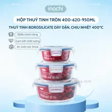 Hộp thuỷ tinh tròn Nikko Inochi, thuỷ tinh cao cấp, dùng được trong lò vi sóng, lò nướng,...