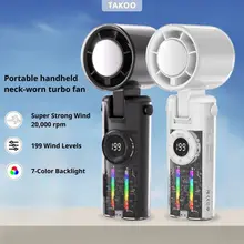 (Mẫu Mới 2026) Quạt Tích Điện Mini Cầm Tay 199 Cấp Độ Gió, Quạt Cầm Tay Mini Turbo 4000mah Có Sò Lạnh tích hợp LED RGB