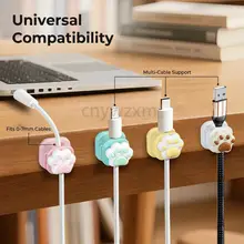 Bộ sắp xếp cáp Cat Paw dễ thương 3D Giá đỡ dây để bàn từ tính cho cáp dữ liệu / sạc / chuột, Bộ cố định dòng 0-7mm đa năng & kẹp lưu trữ