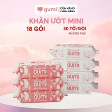 Thùng 18 gói khăn ướt 30 tờ Gumi không cồn không parabens cao cấp dành cho em bé