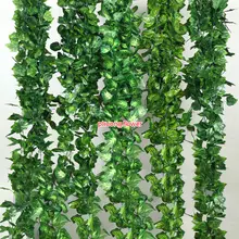 Dây leo giả 2.3m gồm 81 lá mô phỏng lá trầu bà lá dưa hấu thường xuân khoai lang trang trí tường nhà cửa đa dụng