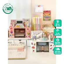 Kệ đựng bút đồ dùng học tập hộp lưu trữ văn phòng phẩm để bàn học sinh dễ thương
