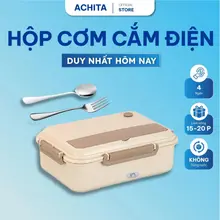 Hộp cơm cắm điện Achita H23 không dùng nước, hộp cơm văn phòng 4 ngăn chất liệu inox 304