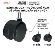 Bánh xe xoay cho ghế văn phòng - Phù hợp với quạt nước và ghế gaming Jiroshi.
