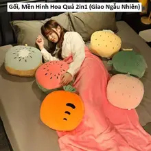 Gối, Mền Hình Hoa Quả 2in1 (Giao Ngẫu Nhiên) và Gối Tựa Lưng Hình Ngỗng 45 x 55cm/ Hình Heo/ Gối kê cổ chữ U. LMS. LMS