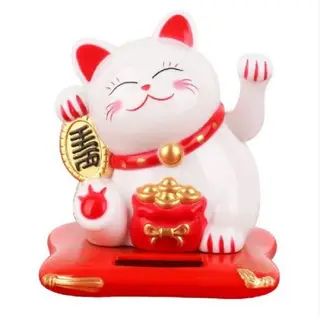Mèo Thần Tài Vẫy Tay Dùng Năng Lượng Mặt Trời - Mang Lại May Mắn Tài Lộc Cho Gia Chủ (Trắng)
