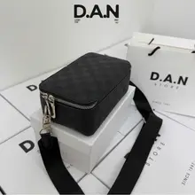 Túi Đeo Chéo nam DAN Luxury [  Full box + Túi tặng quà ] Kẻ Ô Vuông Kiểu Dáng Unisex , chất liệu da PU cao câp  (01)