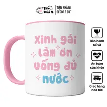 Ly Sứ Cốc Sứ XINH GÁI LÀM ƠN UỐNG ĐỦ NƯỚC, Quà Tặng Bạn Gái
