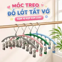 Móc treo đồ lót,tất vớ kèm 10 kẹp kim loại đa năng