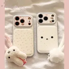 Ins Hoa Thỏ Da Ốp Lưng Điện Thoại iPhone 17 16 15 14 13 12 11 Pro Max X Xr Xs Max