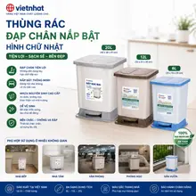 Thùng rác nắp bật 3 size nhựa Việt Nhật - Sọt rác văn phòng, phòng bếp, phòng khách có nắp đậy
