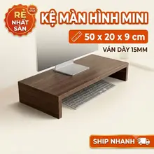 Kệ Màn Hình Mini Gỗ MDF 50x20x9cm, Ván Dày 15mm, Kệ Kê Laptop PC Để Bàn Gọn Gàng