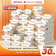 Giấy ăn rút  Đa Sắc Top Gia thùng 30 gói cao cấp 4 lớp dập vân 4D chắc chắn siêu dai, mềm mịn