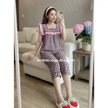 T14 (40-80kg) ĐỒ BỘ QUẦN LỬNG KHÔNG TÚI LỤA 100D MẶC NHÀ DỄ THƯƠNG PHỐI VIỀN SỌC CARO