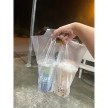 1KG - TÚI siêu Ngăn ĐỰNG 2 LY TRÀ SỮA _ TÚI CÓ VÁCH NGĂN _ TÚI 1 ly ngăn ngang ,  chút T