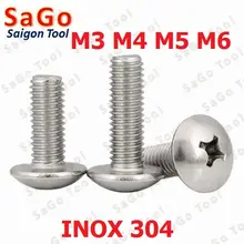 Ốc Vít inox đầu dù pake Inox 304 M3 M4 M5 M6,  Bu lông inox đầu dù pake inox 304