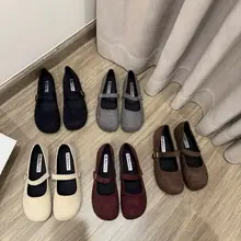 Giày búp bê nữ da lộn đế bệt trơn phong cách lolita siêu hót hít mã qv04