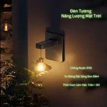 Đèn Tường Năng Lượng Mặt Trời Ánh Sáng Ấm   Tự Động Bật/Tắt Chống Nước IP65