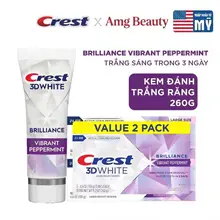 Kem đánh răng Crest 3D White Brilliance Trắng Sáng Vượt Trội hương Vibrant Peppermint 130g - Mỹ
