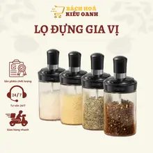 Hủ đựng gia vị Lọ Đựng Gia Vị Cầm, Hũ Thủy Tinh Đựng Gia Vị Kèm Thìa Cao Cấp - Bách Hóa Kiều Oanh