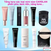 Tổng hợp các loại Mini size CARSLAN phấn phủ, kem lót, kem nền, nâng tone, son, mascara, kẹp mi, mút trang điểm...