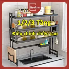 Kệ rửa chén đa năng Newhome 1/2/3 tầng Thép carbon sơn tĩnh điện Chậu đơn/dôi đều dùng Tiện Lợi Dễ Lắp Đặt