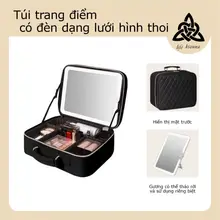 [Life Kizu]Túi Da Đựng Đồ Trang Điểm Cá Nhân Kèm Gương Đèn LED - Cốp Đựng Mỹ Phẩm Cầm Tay Có Gương