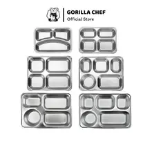 Khay cơm inox 3/4/5 ngăn sâu lòng Gorilla Chef phong cách Hàn Quốc an toàn cho sức khỏe, khay nhà bếp bằng inox